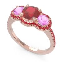 Halo Three Stone Attika Ring