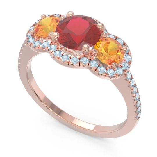 Halo Three Stone Attika Ring