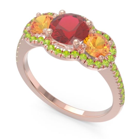 Halo Three Stone Attika Ring