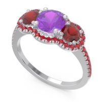 Halo Three Stone Attika Ring
