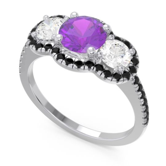 Halo Three Stone Attika Ring