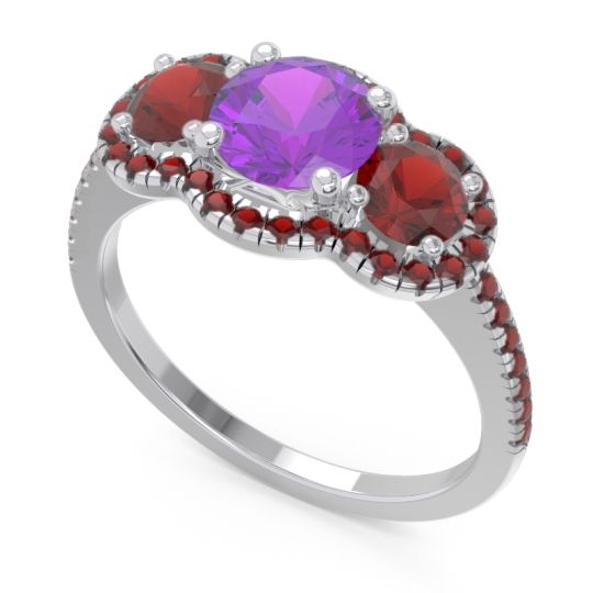 Halo Three Stone Attika Ring