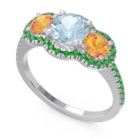 Halo Three Stone Attika Ring