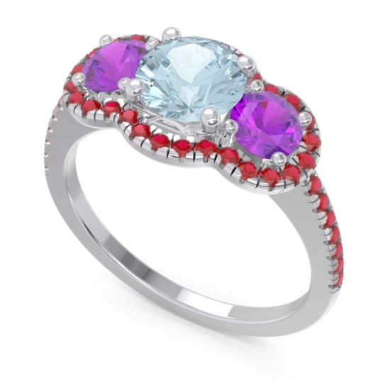 Halo Three Stone Attika Ring