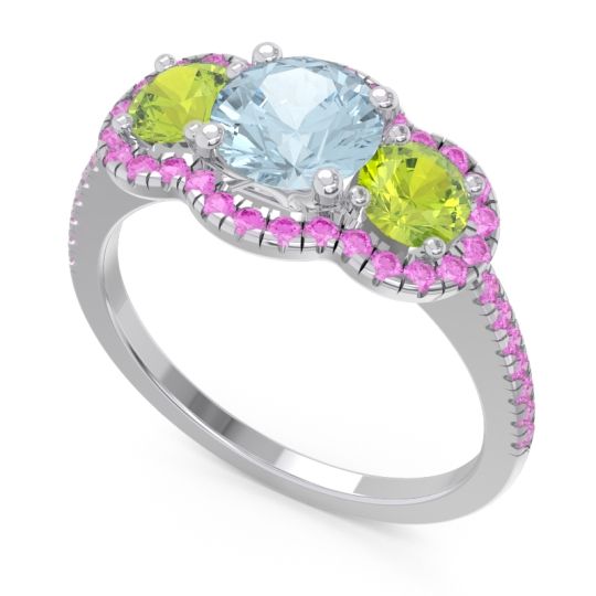 Halo Three Stone Attika Ring