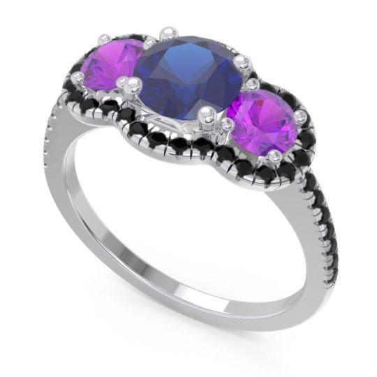 Halo Three Stone Attika Ring