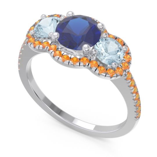 Halo Three Stone Attika Ring