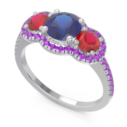 Halo Three Stone Attika Ring