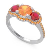 Halo Three Stone Attika Ring