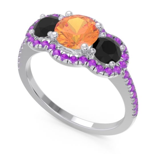 Halo Three Stone Attika Ring