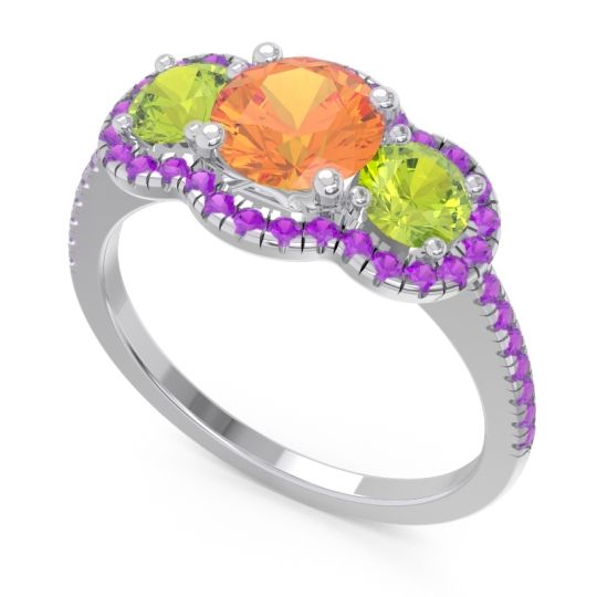 Halo Three Stone Attika Ring