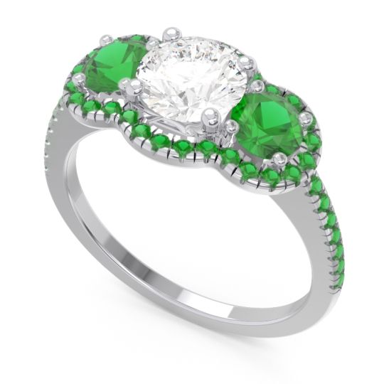 Halo Three Stone Attika Ring