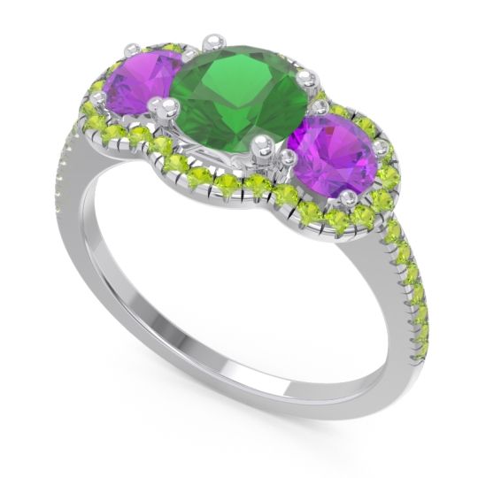 Halo Three Stone Attika Ring