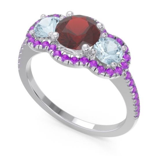 Halo Three Stone Attika Ring