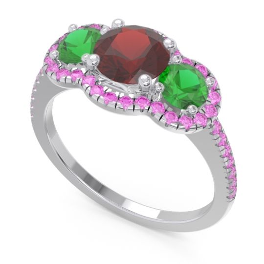 Halo Three Stone Attika Ring