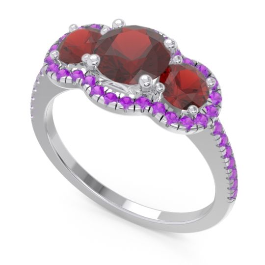Halo Three Stone Attika Ring