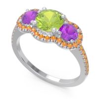 Halo Three Stone Attika Ring