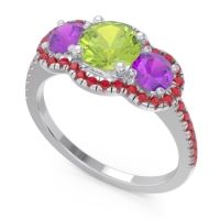 Halo Three Stone Attika Ring