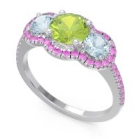 Halo Three Stone Attika Ring