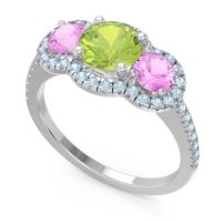 Halo Three Stone Attika Ring