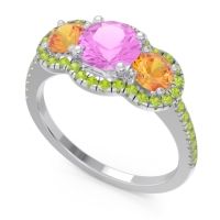 Halo Three Stone Attika Ring