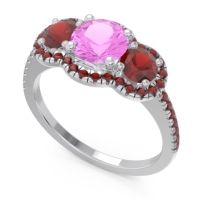 Halo Three Stone Attika Ring