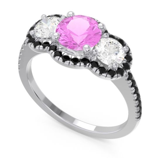 Halo Three Stone Attika Ring
