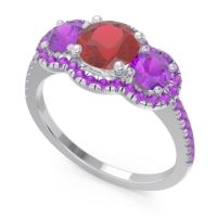 Halo Three Stone Attika Ring