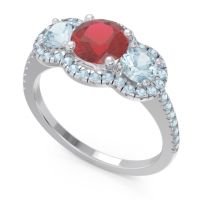 Halo Three Stone Attika Ring