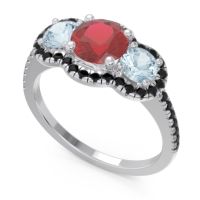 Halo Three Stone Attika Ring
