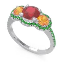 Halo Three Stone Attika Ring