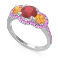 Halo Three Stone Attika Ring