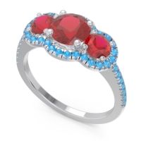 Halo Three Stone Attika Ring