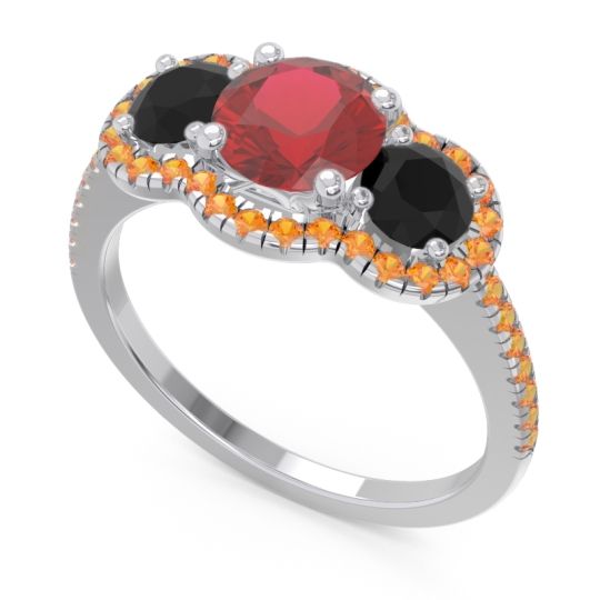 Halo Three Stone Attika Ring