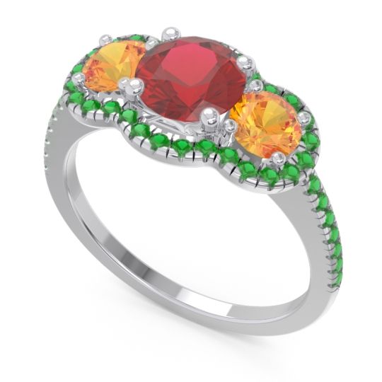 Halo Three Stone Attika Ring