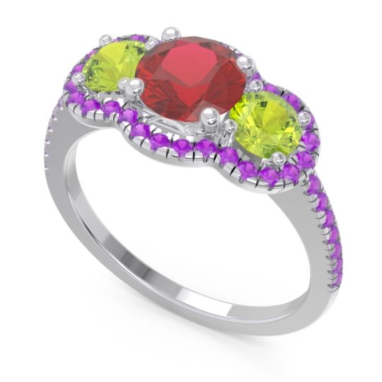 Halo Three Stone Attika Ring