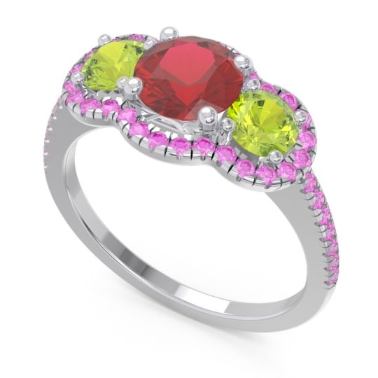 Halo Three Stone Attika Ring