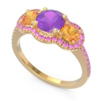 Halo Three Stone Attika Ring