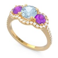 Halo Three Stone Attika Ring