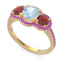 Halo Three Stone Attika Ring