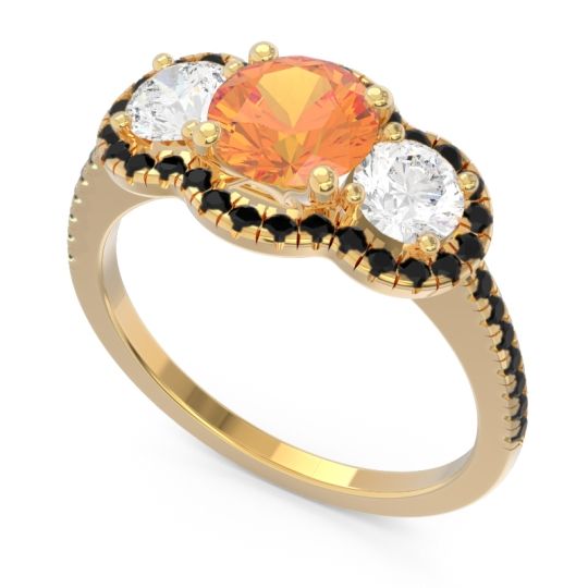 Halo Three Stone Attika Ring