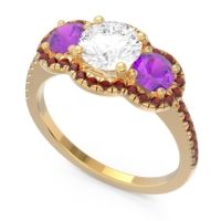 Halo Three Stone Attika Ring