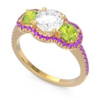 Halo Three Stone Attika Ring