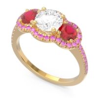 Halo Three Stone Attika Ring