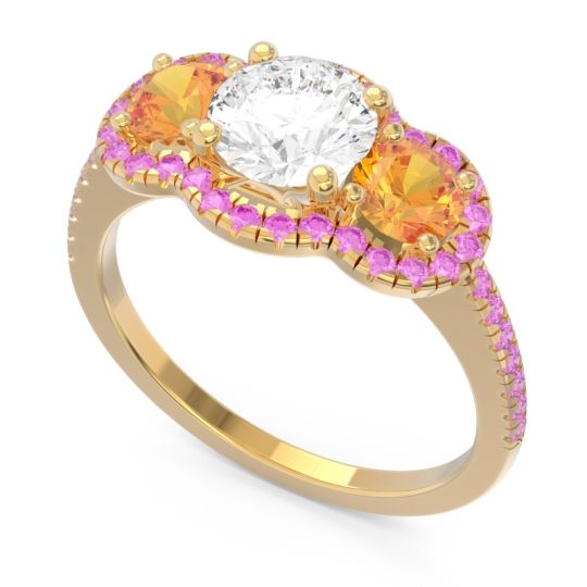 Halo Three Stone Attika Ring