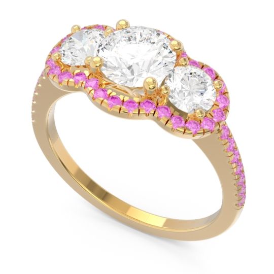 Halo Three Stone Attika Ring