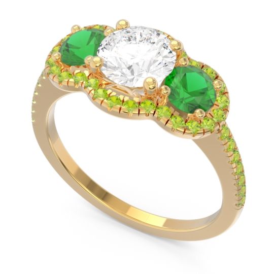 Halo Three Stone Attika Ring