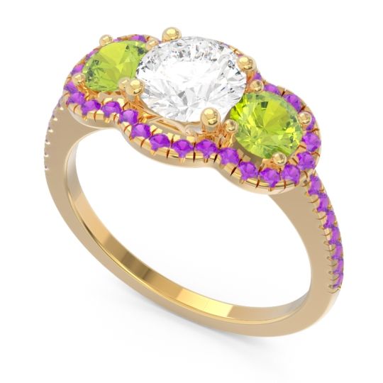 Halo Three Stone Attika Ring