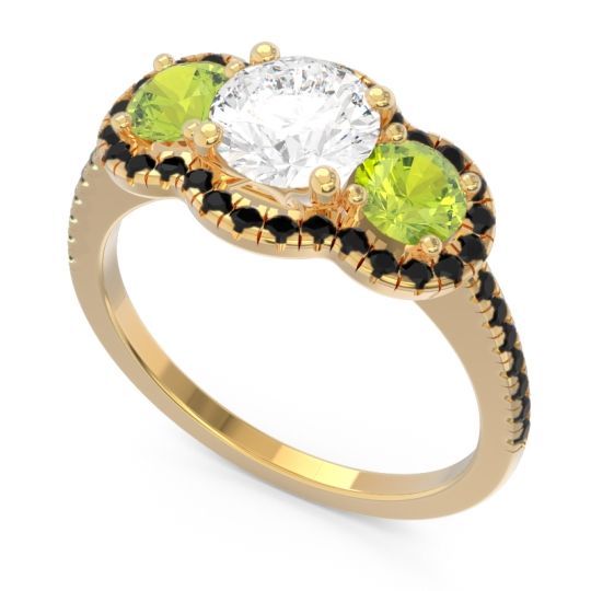 Halo Three Stone Attika Ring
