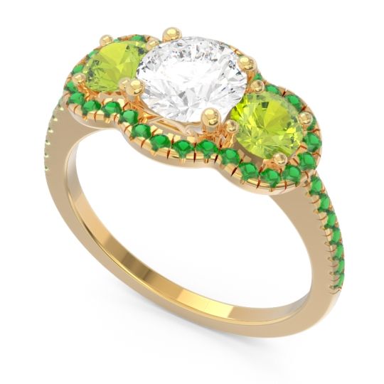 Halo Three Stone Attika Ring